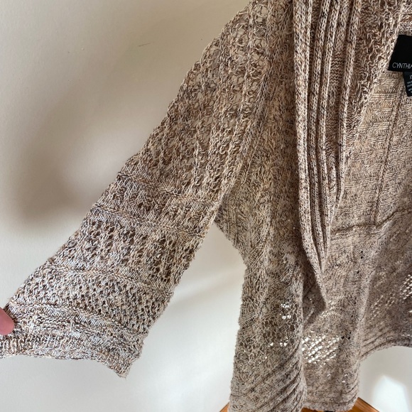 Cynthia Rowley 3/4 Sleeve Chunky Knit Cardigan Beige XS - Picture 7 of 9